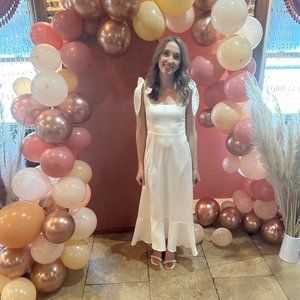 Show Me Your MuMu Garden Midi Bridesmaid Dress Ivory Luxe Satin Size XS